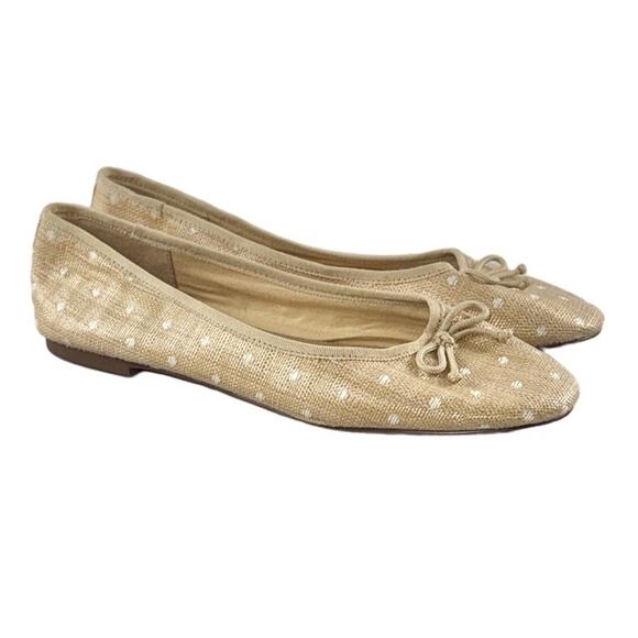 J CREW Woven Polka Dot Raffia Ballet Flats Size 8.5 - Picture 1 of 7